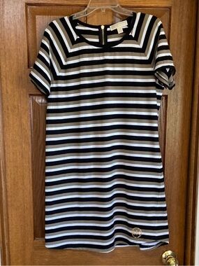Michael Kors Striped Dress with Zipper Detail